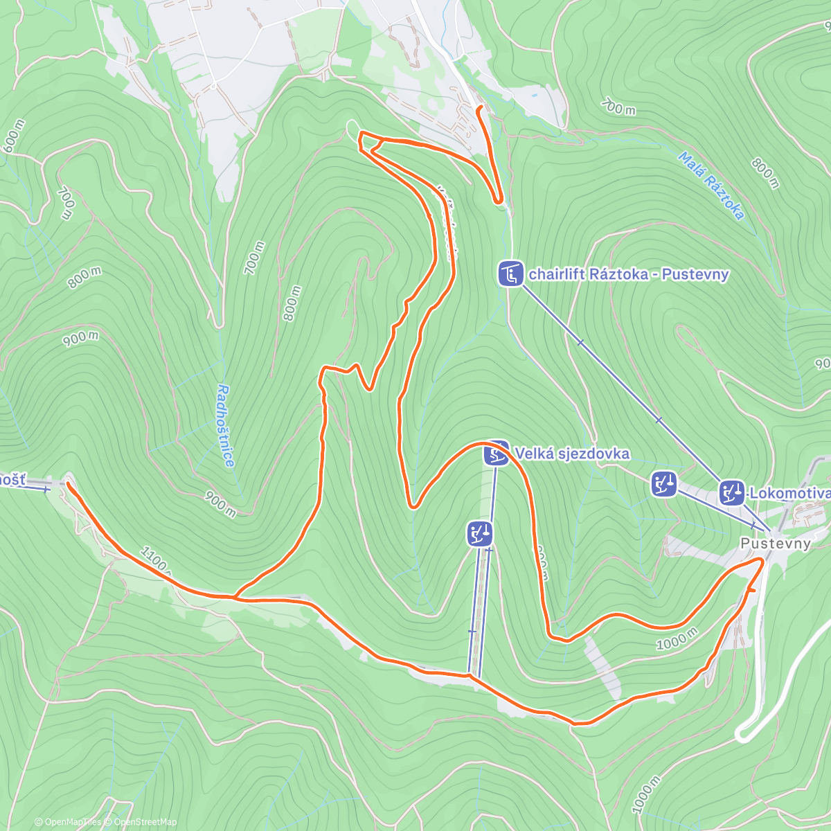 Map of the activity, Lunch Hike