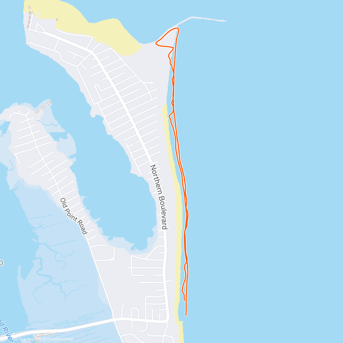 Map of the activity, Beach walk with Lola