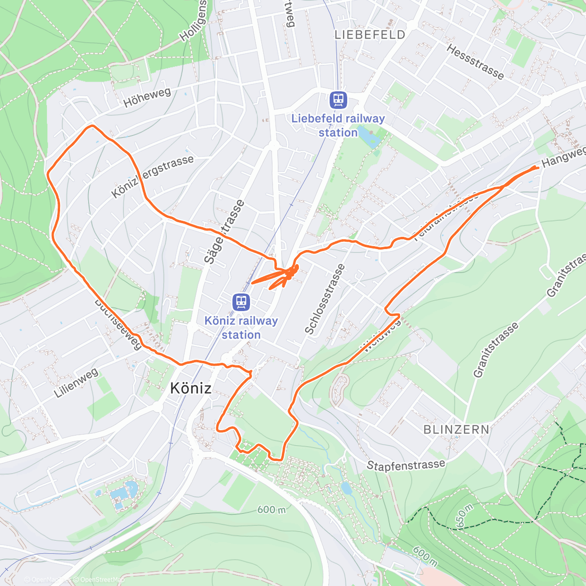 Map of the activity, Course à pied dans l'après-midi