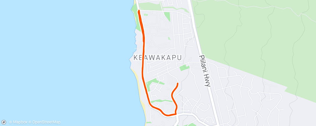 Map of the activity, Kihei to Wailea out and back