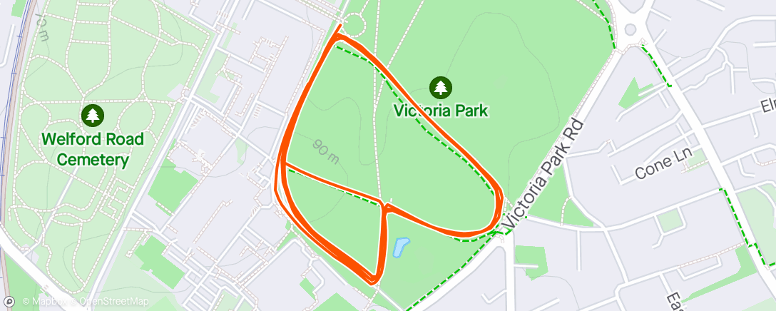 Map of the activity, Leicester Victoria parkrun - P3