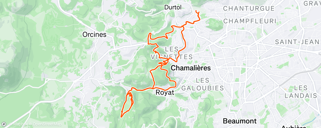 Map of the activity, Afternoon Mountain Bike Ride