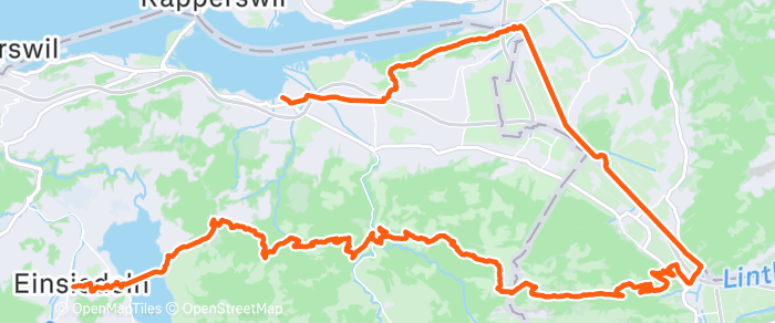 Route map of Lachen to Einsiedeln