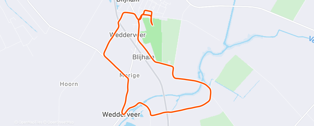 Map of the activity, Oudejaarsloop Blijham