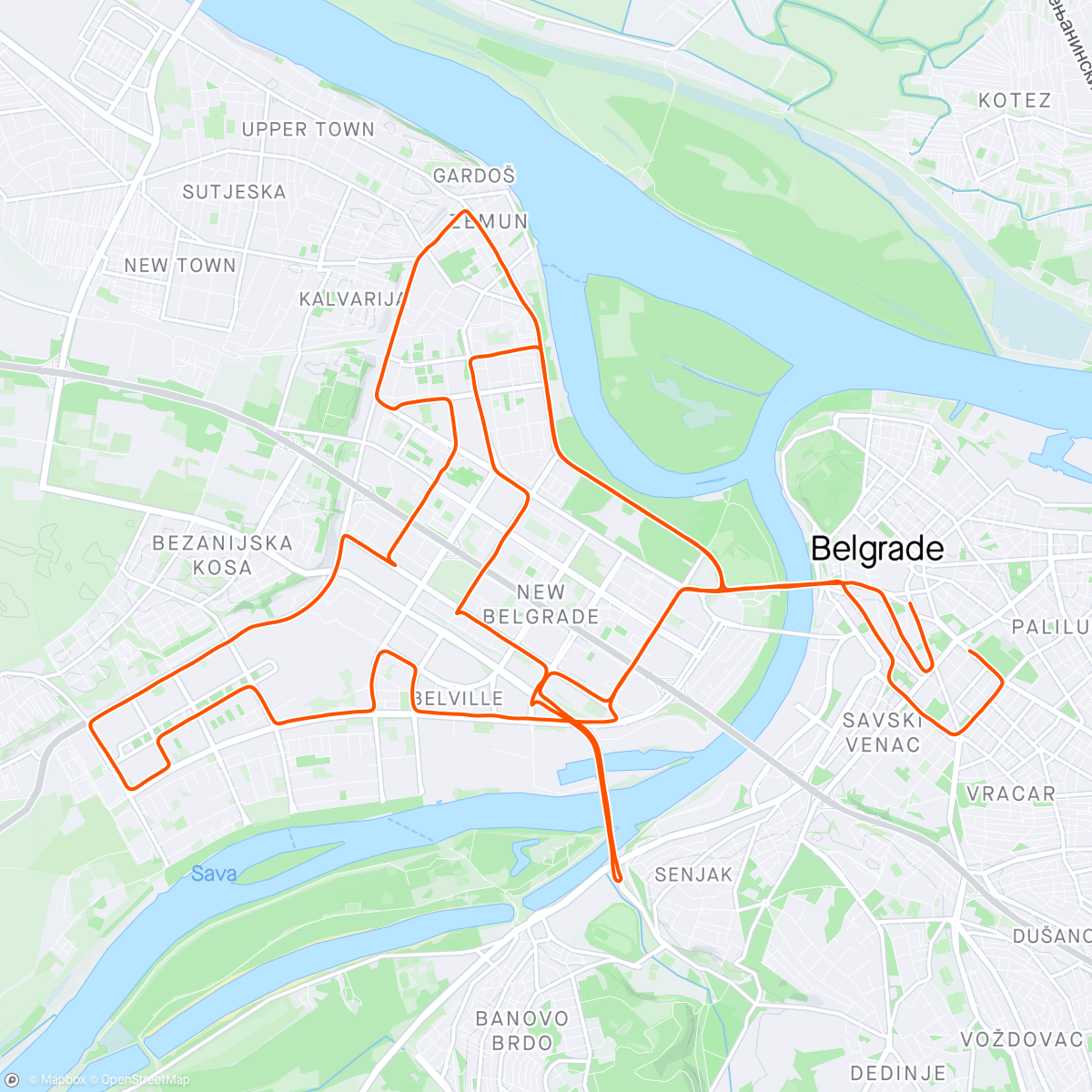 Carte de l'activité Belgrade marathon