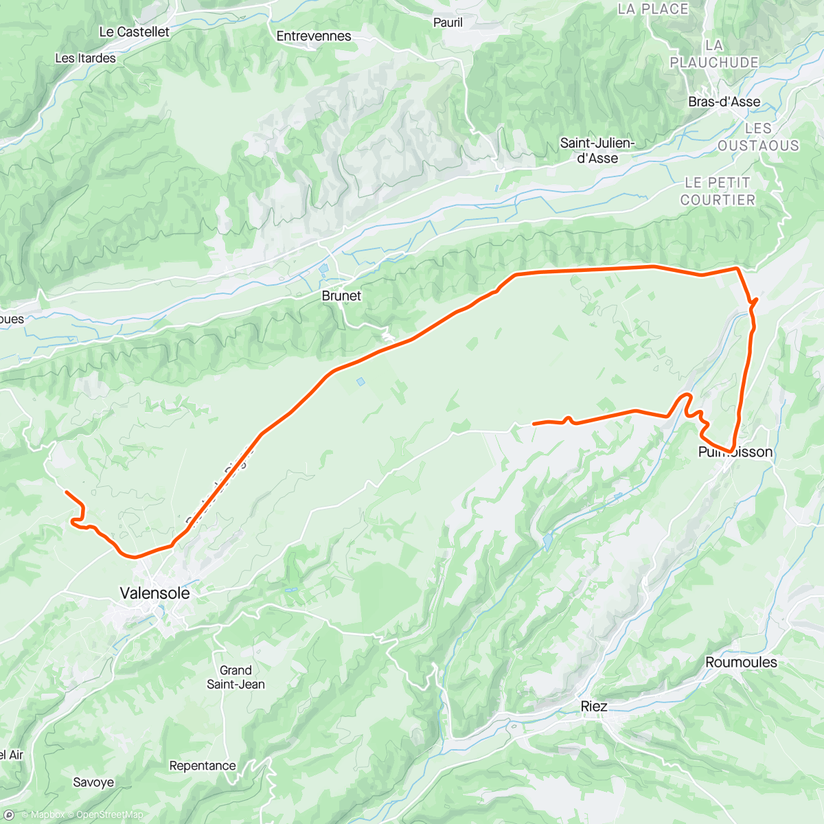 Map of the activity, ROUVY - Base Training 1