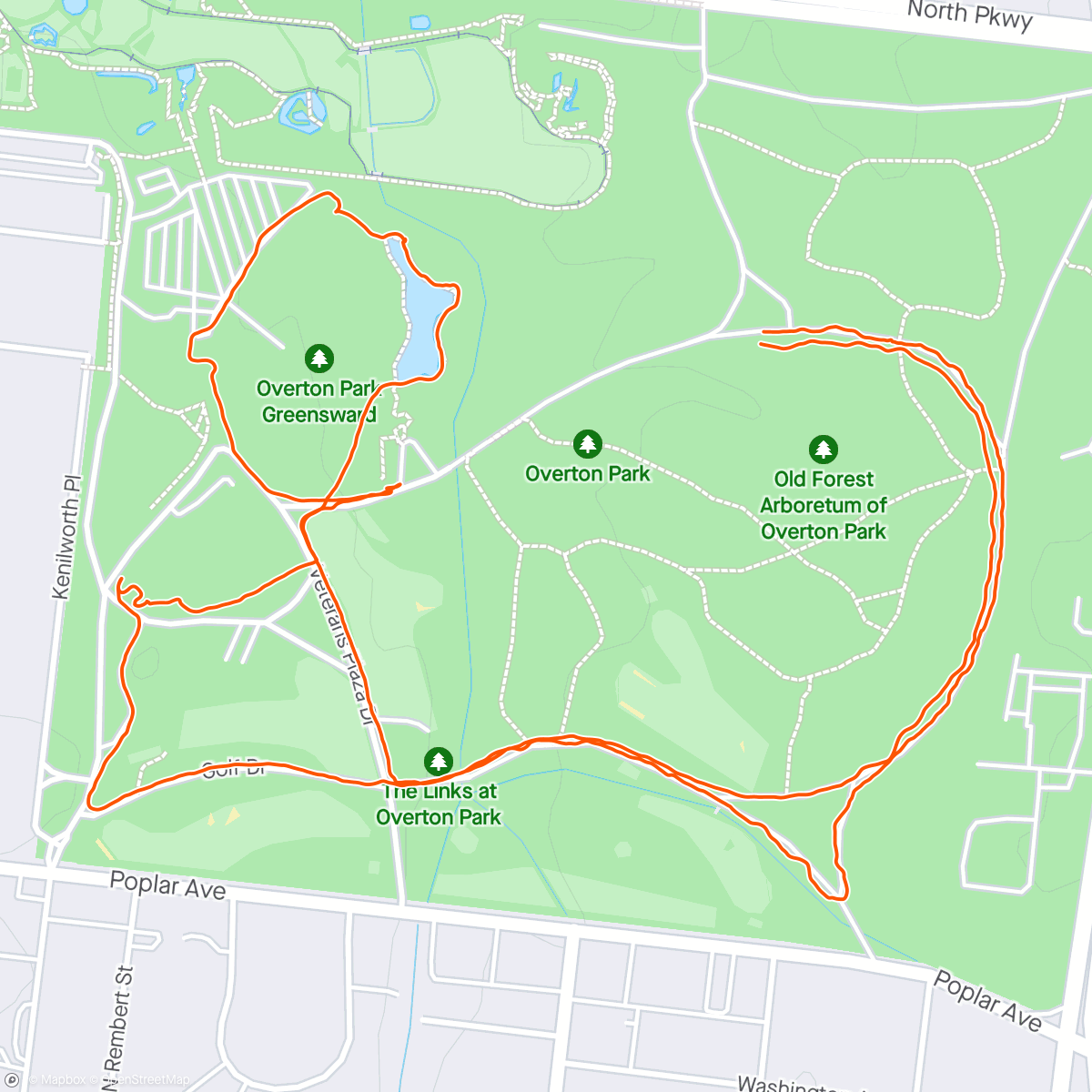 Mapa de la actividad, Overton Patk Walk