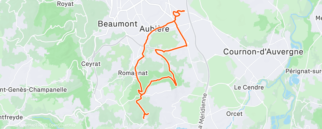 Map of the activity, Lunch Mountain Bike Ride