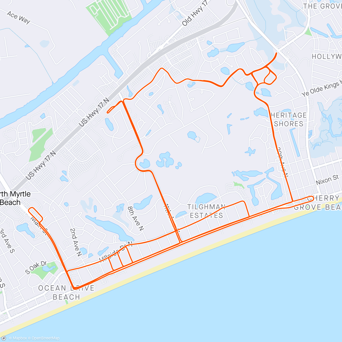 Map of the activity, Ride after work.
