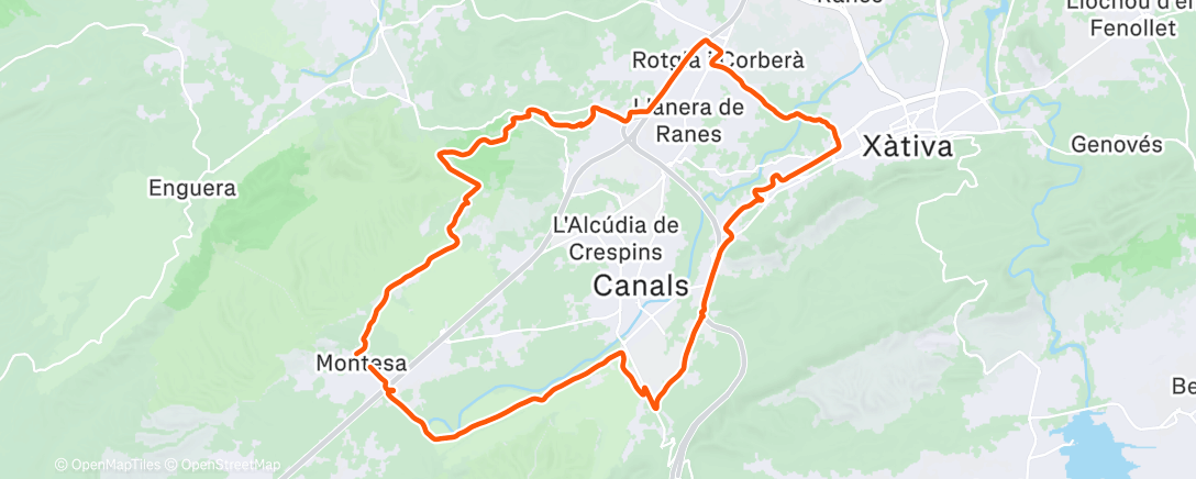 Map of the activity, Bicicleta a la hora del almuerzo