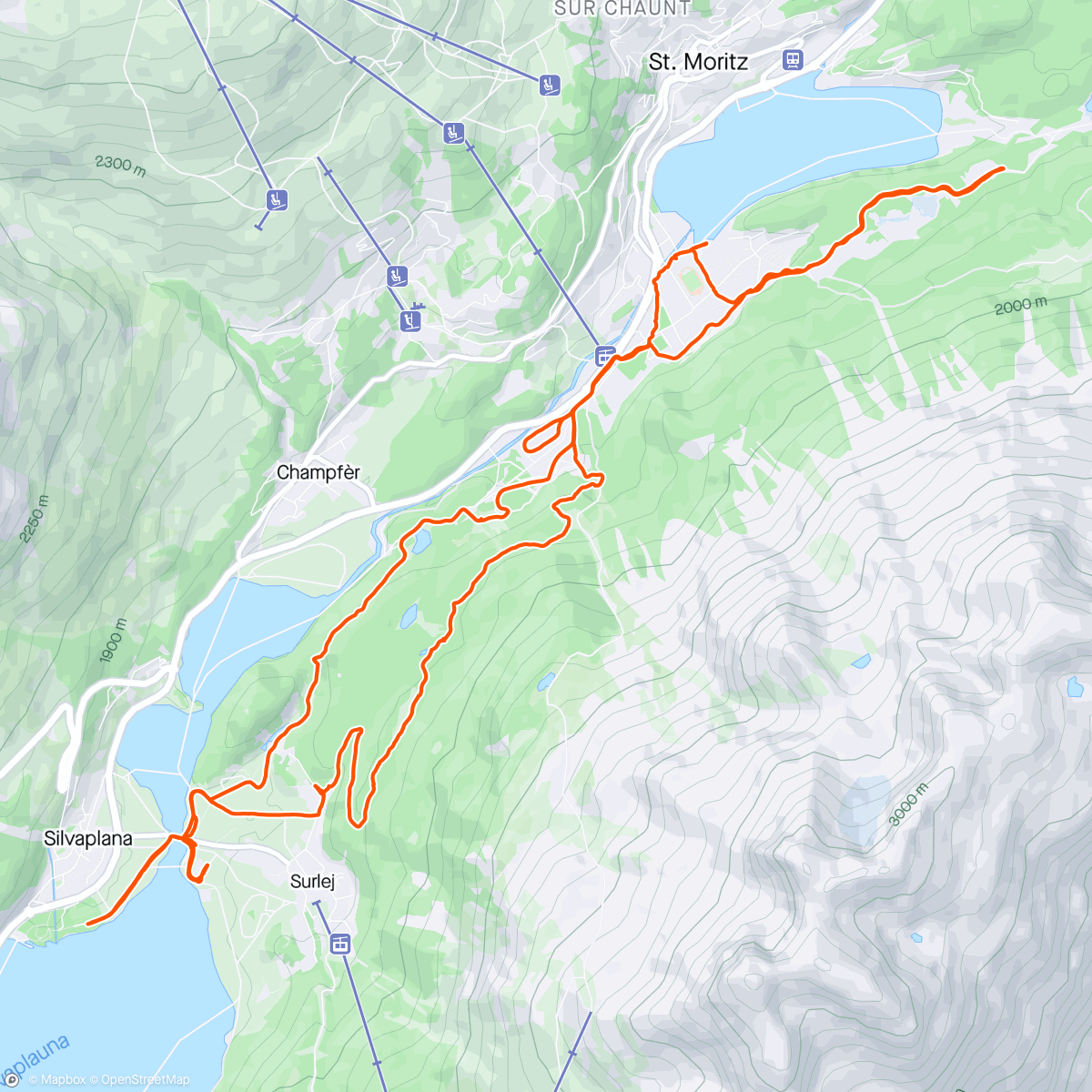 Map of the activity, Silvaplana - St. Moritz