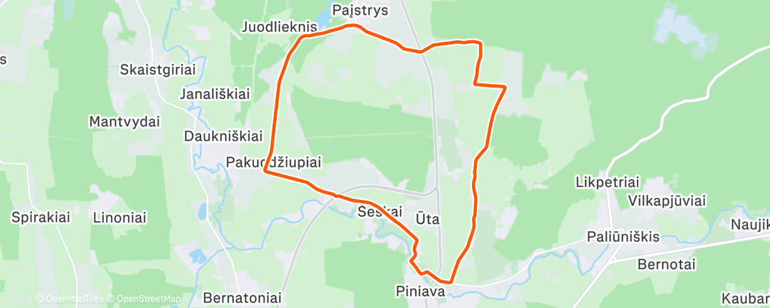 Map of the activity, Afternoon Run