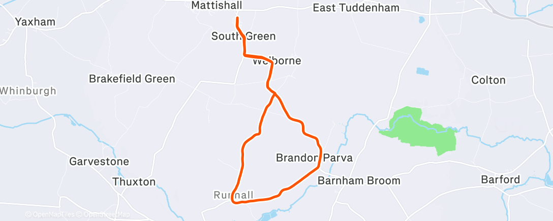 Map of the activity, Easy hour on an undulating route