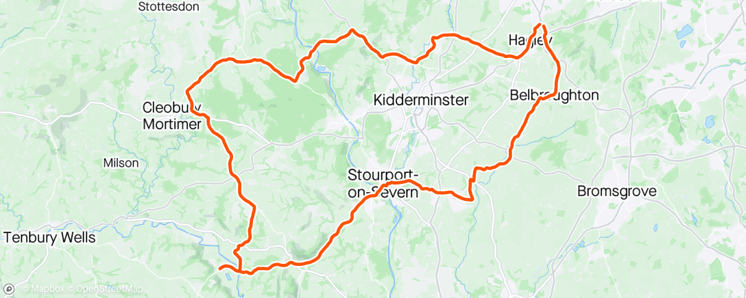 Map of the activity, Strength efforts on climbs