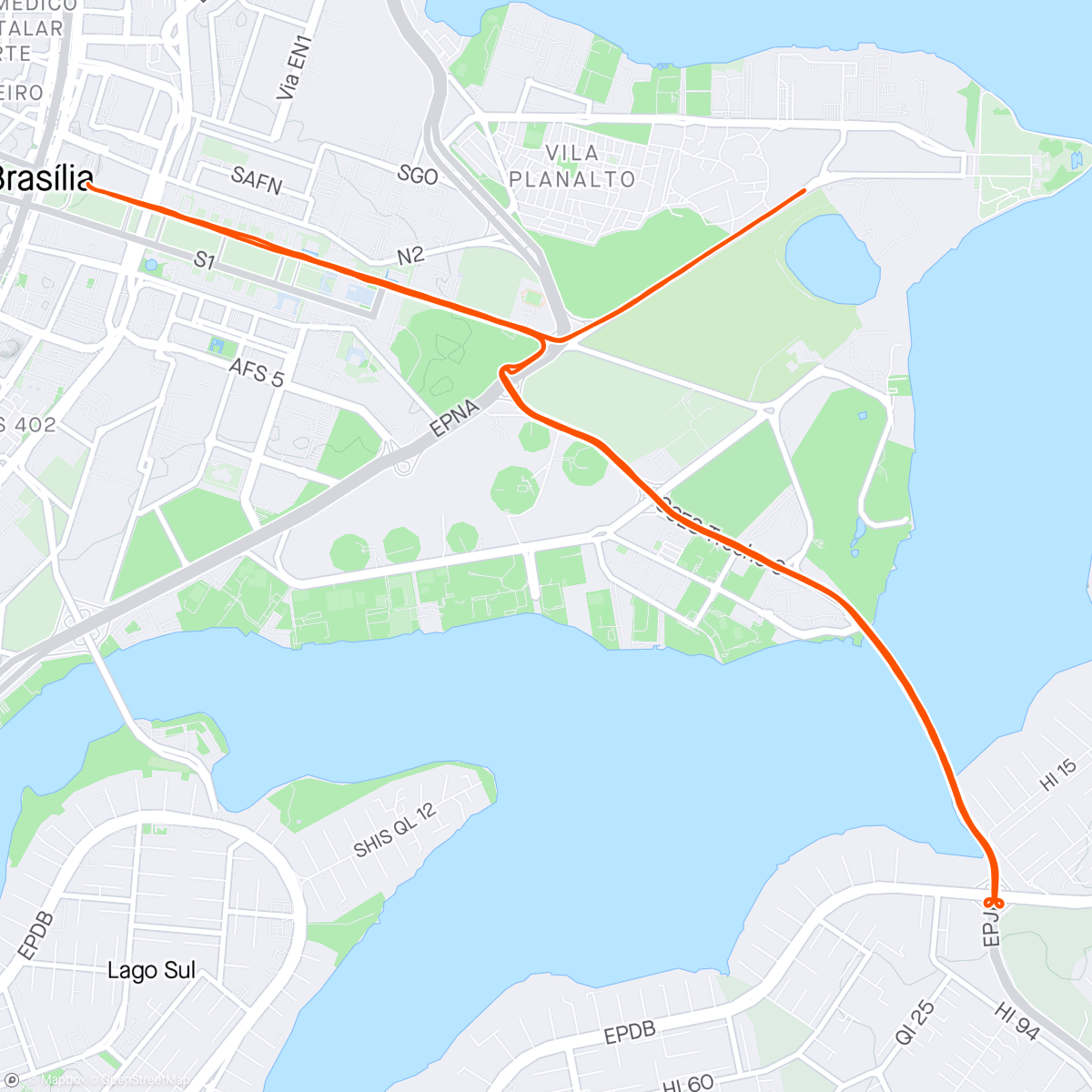 Map of the activity, Run PROVA (Meia Maratona de Brasília)