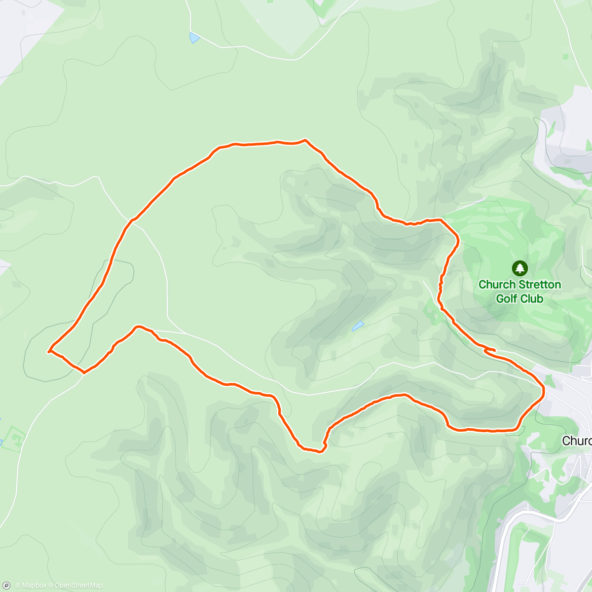 Map of the activity, Burway to Pole Bank and Haddon Hill loop to Carding Mill Valley.