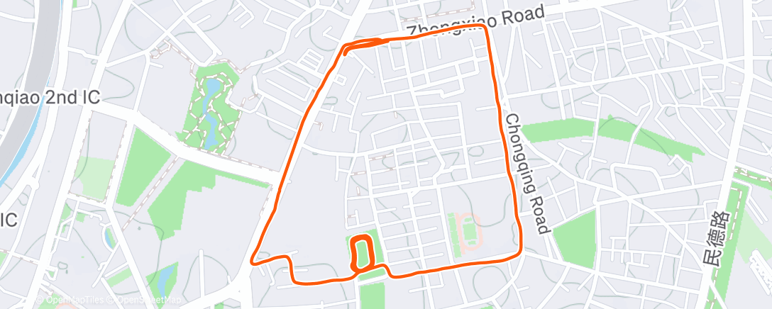 Map of the activity, 晚間跑步