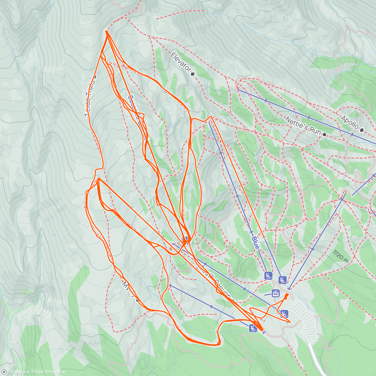 Mapa da atividade, Slopes - A day skiing at Mt. Hood Meadows Ski Resort
