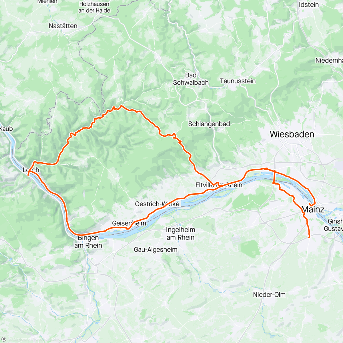 Map of the activity, Feierabend Hunni😀 Tempofahrt mit Rheinhessengruppe zu 10