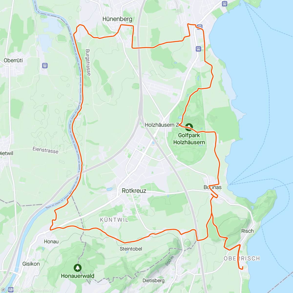 Map of the activity, MTB Ride E after Golf day