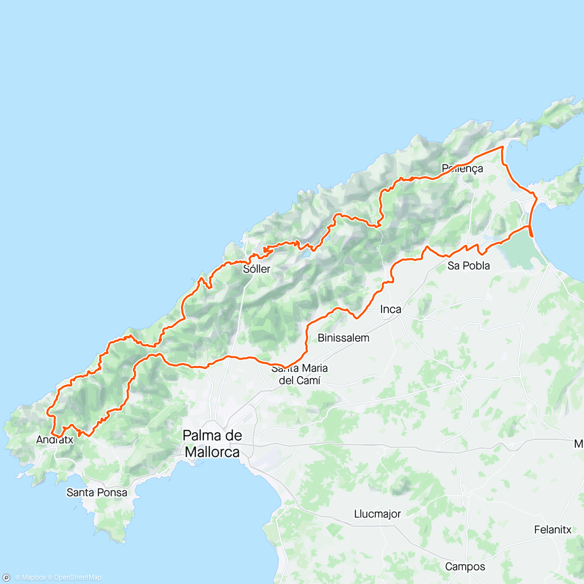 Mapa da atividade, Mallorca 225km