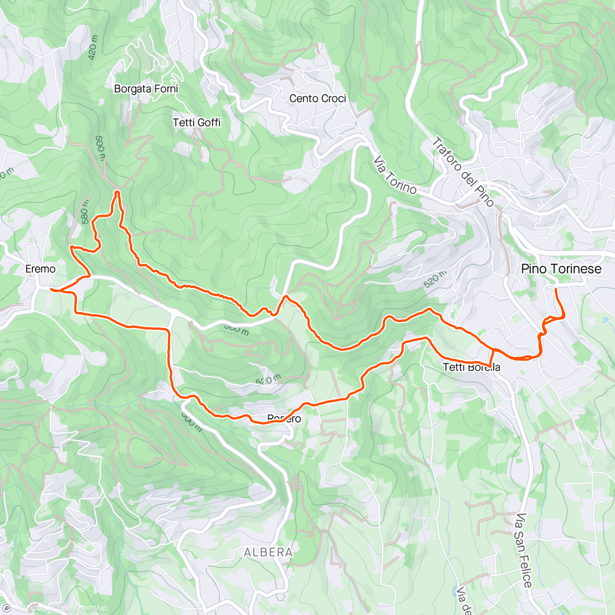 Karte der Aktivität „Sessione di trail running mattutina”