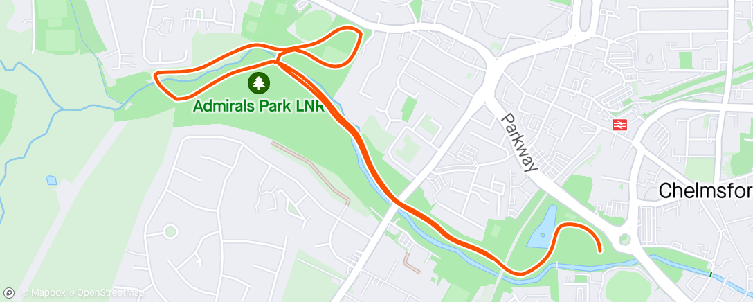 Map of the activity, Chelmsford parkrun