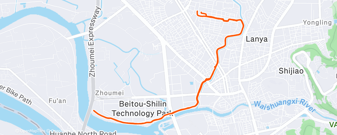 Map of the activity, Afternoon Run