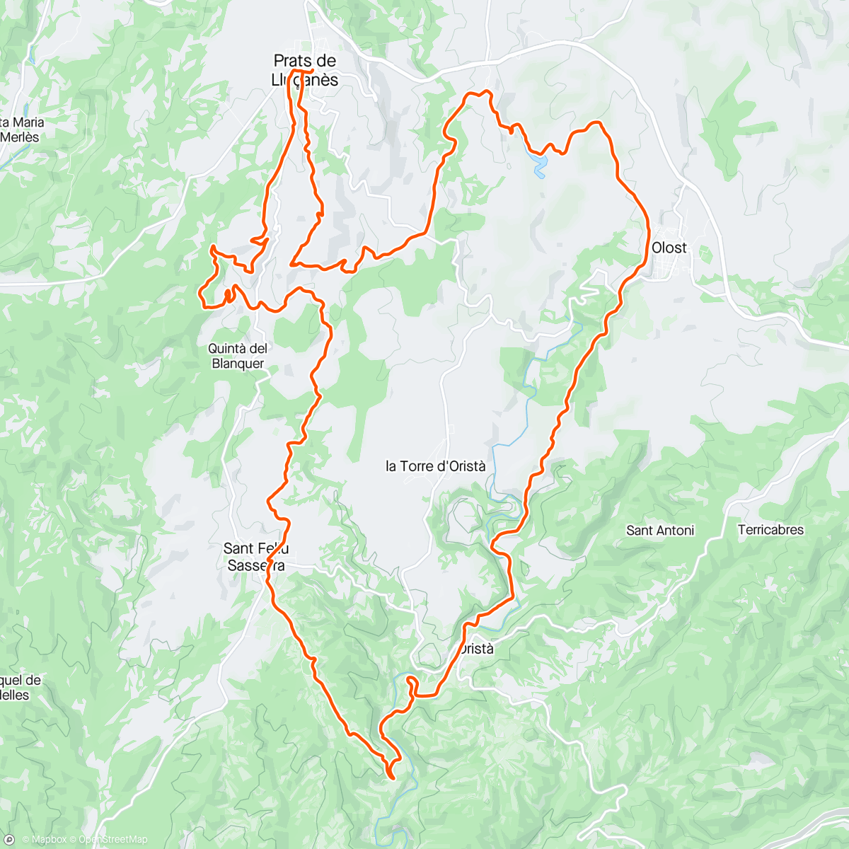 Map of the activity, Gravel Prats de Lluçanes