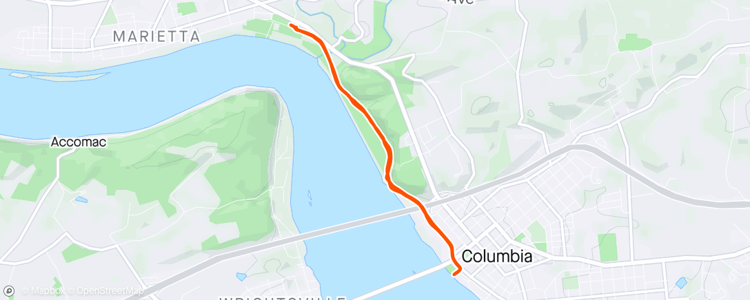 Map of the activity, river trail