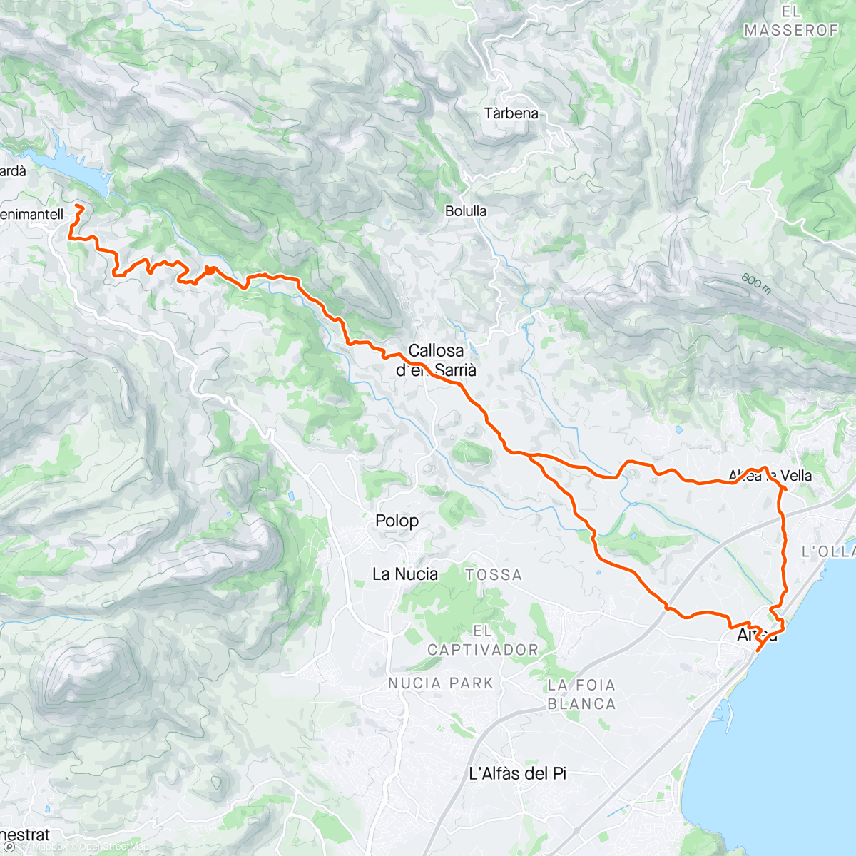 Map of the activity, Altea - Guadalest