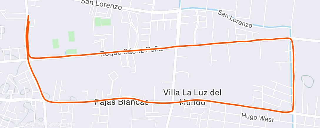 Map of the activity, Evening Run