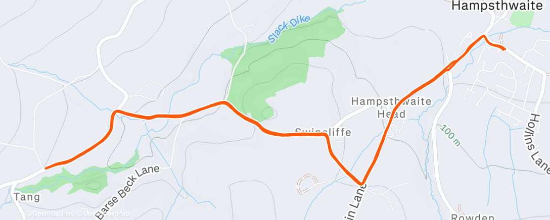 Map of the activity, Hill Reps (8 x 2)