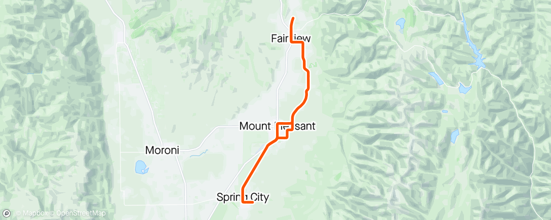 Map of the activity, 30-Mile Out-n-Back Bike Ride in north Sanpete County