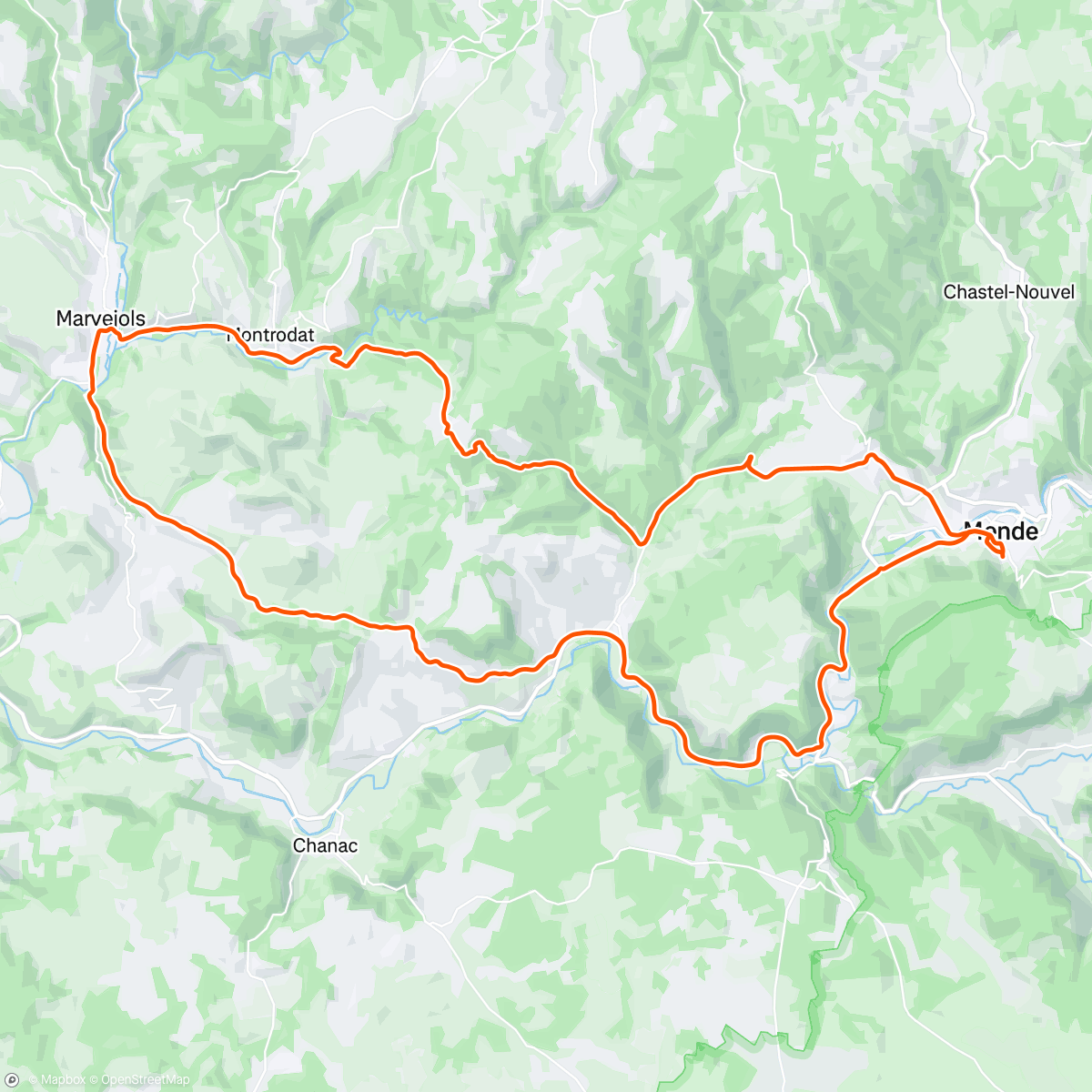 Map of the activity, (Mende)-Marvejols-Mende