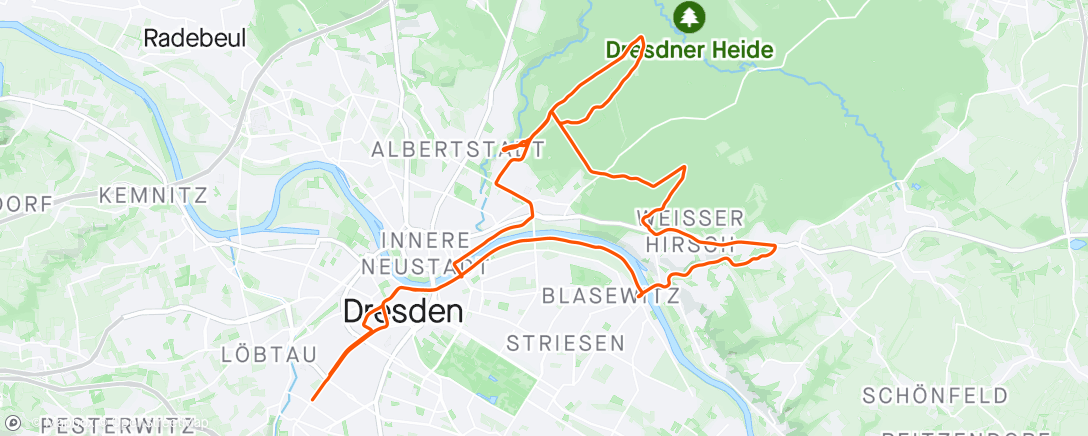 Map of the activity, Mountainbike-Fahrt in der Nacht
