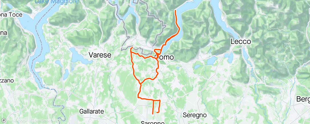 Map of the activity, Bizzarone - Uggiate Trevano - S. Fermo - Argegno - la Rosa Monte Olimpino - via Cardano