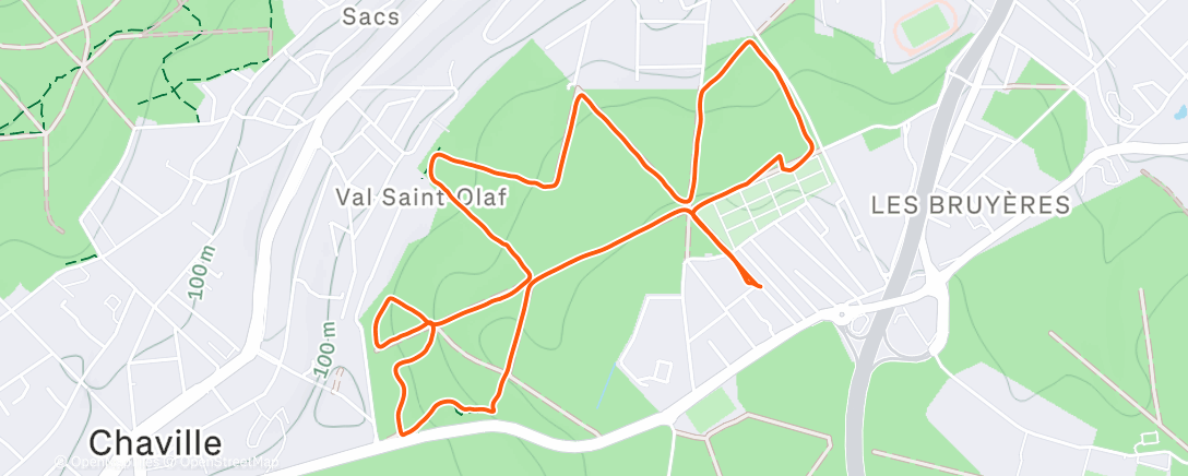 Map of the activity, Afternoon Run