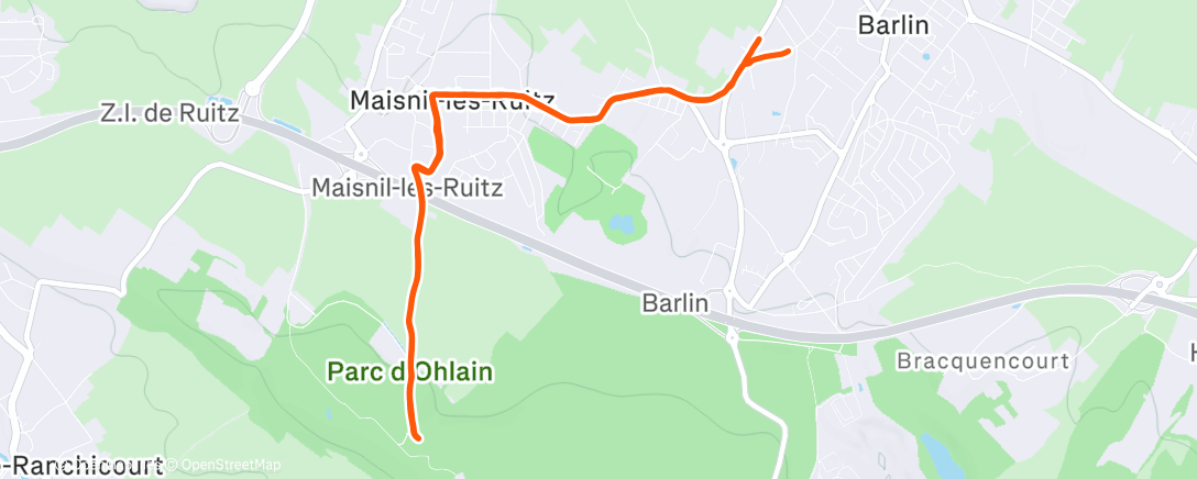 Map of the activity, Course à pied dans l'après-midi