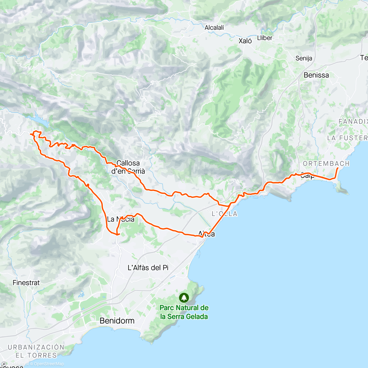 Map of the activity, Tur Castello Guadalest