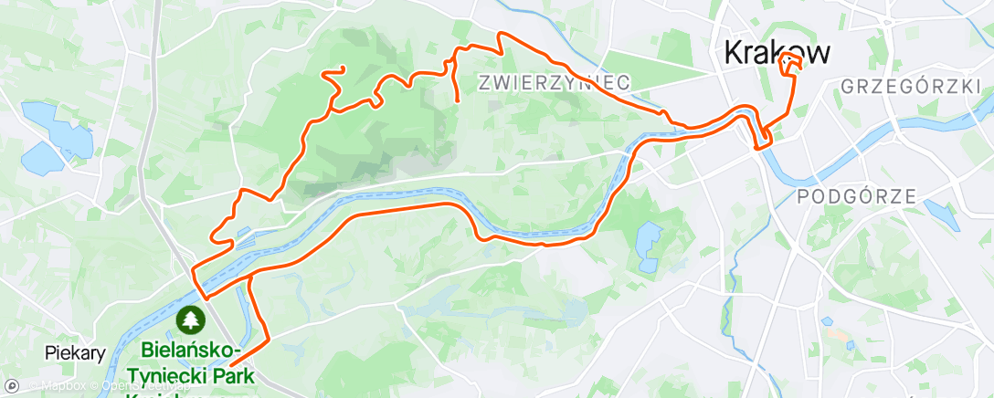 Map of the activity, Krakow easy ride. Check the body after the crash