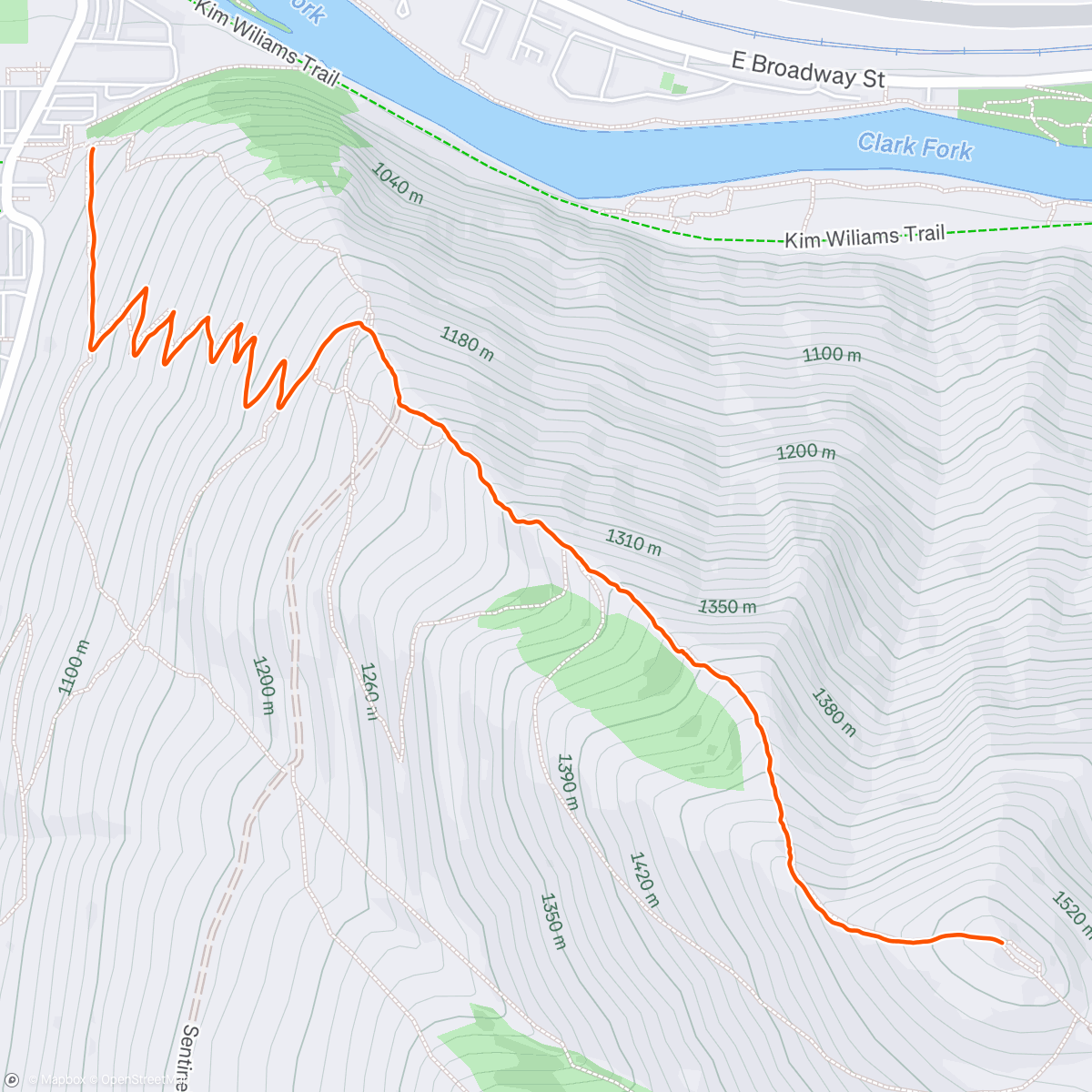 Map of the activity, Sentinel Hill Climb