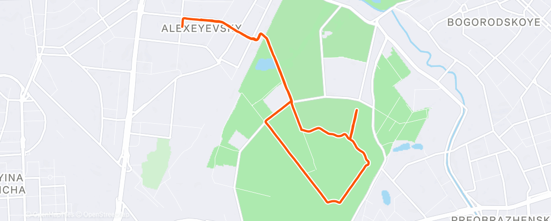 Map of the activity, Утренний забег