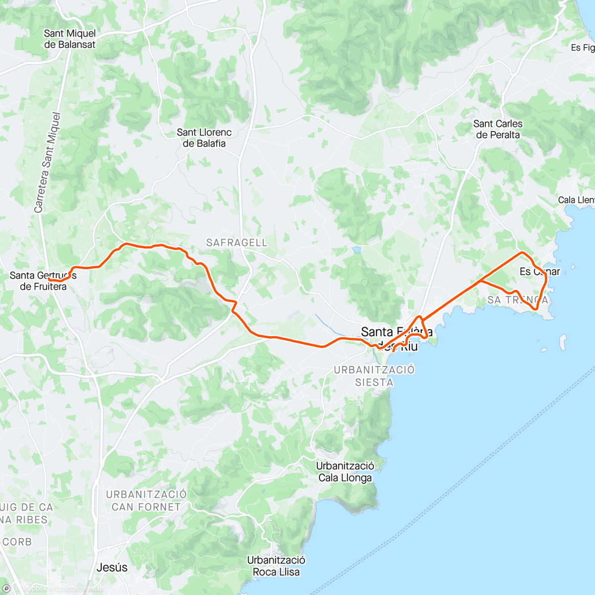 Map of the activity, 22km du marathon d’Ibiza sous le soleil avec la championne