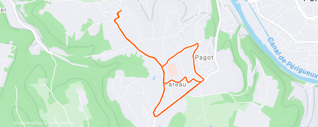 Карта физической активности (Course à pied dans l'après-midi)