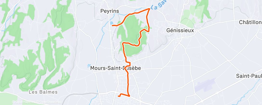 Map of the activity, Course à pied dans l'après-midi