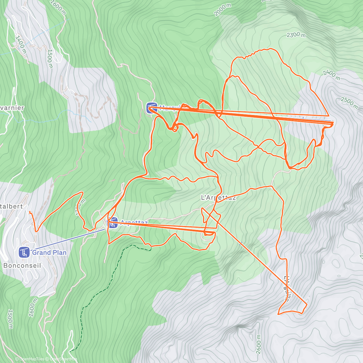 Map of the activity, Ski alpin dans l'après-midi