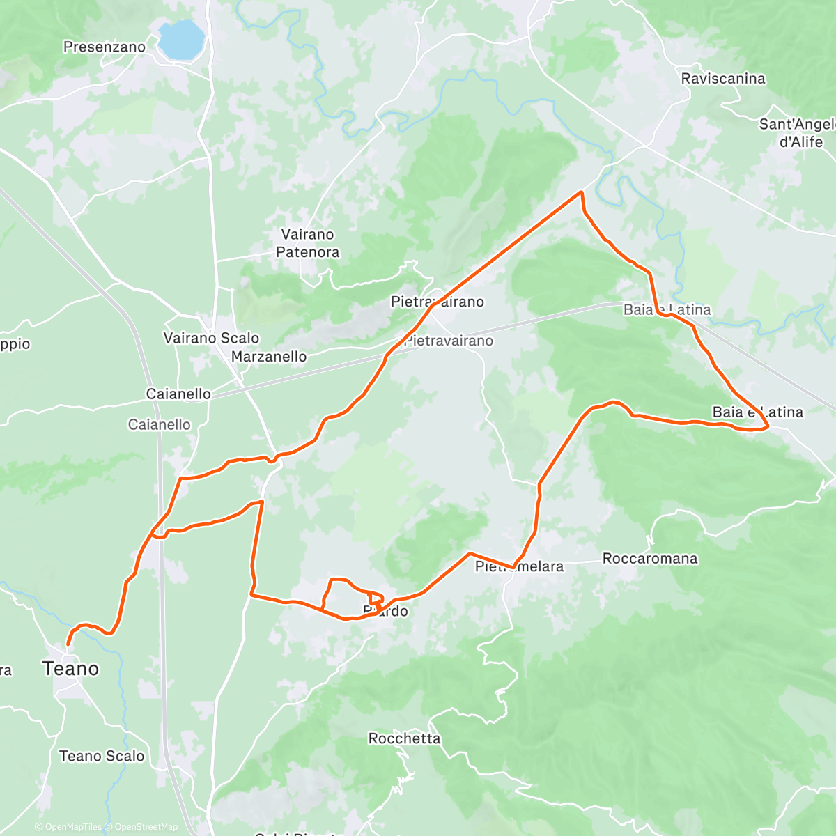 Map of the activity, Pedalata pomeridiana