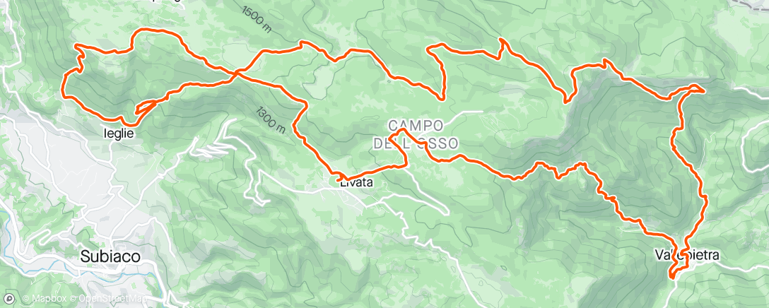 Mapa de la actividad (Trail Monti Simbruini long)