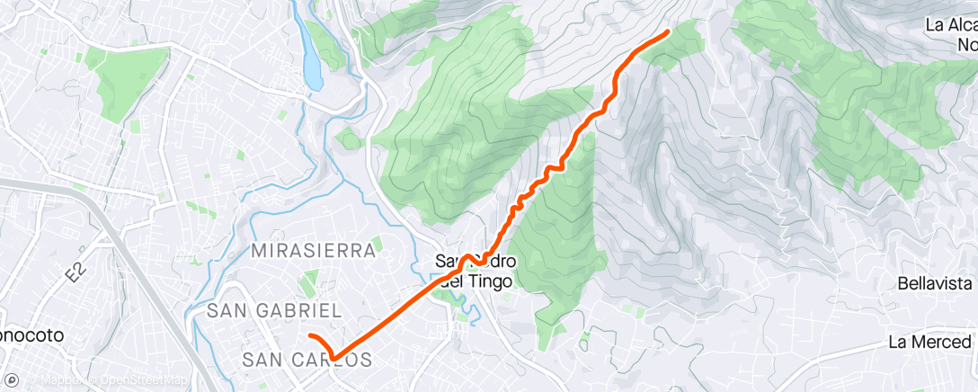 Map of the activity, Vuelta en bicicleta de montaña a la hora del almuerzo